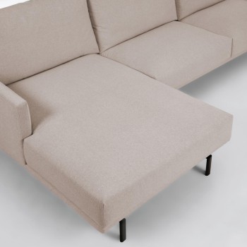 Divano Galene 3 posti con chaise longue sinistro beige 254 cm