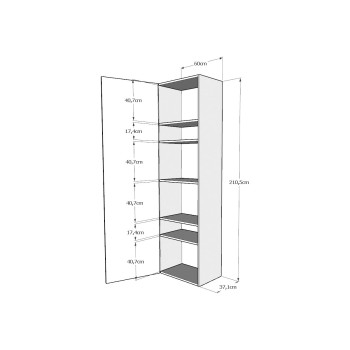 Elementi Isoka - Base Colonna a terra L.60 H.210,3 P.39,2 sx-dx Quercia natura