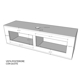 Elementi Isoka - Base TV Ribalta con passa cavi L.133,6 H.40 P.39,2 con piedini Quercia Natura