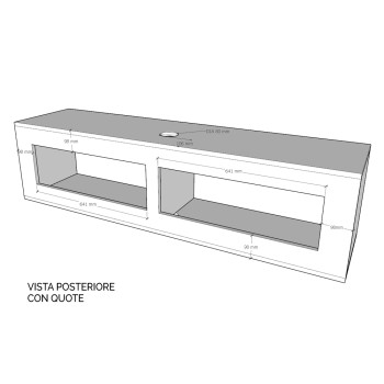 Elementi Isoka - Base TV Ribalta con passa cavi L.153,6 H.40 P.39,2 con piedini Quercia Natura