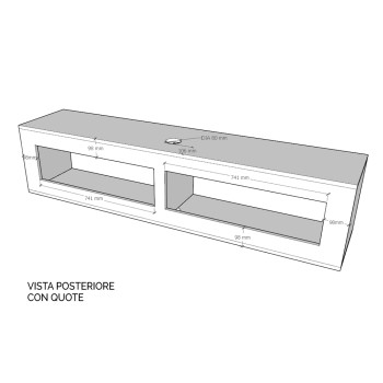 Elementi Isoka - Base TV Ribalta con passa cavi L.173,6 H.40 P.39,2 con piedini Quercia Natura