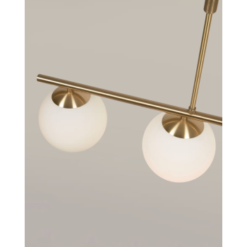 Lampada da soffitto Mahala in acciaio finitura ottone con 4 sfere