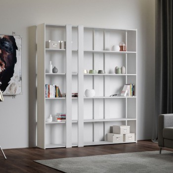 Libreria Kato - Composizione A Kato 6R 2 fianchi 4 fasce lunghe Bianco Frassino