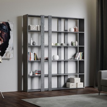 Libreria Kato - Composizione A Kato 6R 2 fianchi 4 fasce lunghe Bianco Frassino