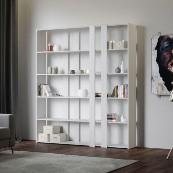 Libreria Kato - Composizione A Kato 6R 2 fianchi 4 fasce lunghe Bianco Frassino