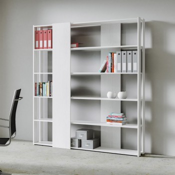 Libreria Kato - Composizione B Kato 6R 2 fianchi 4 fasce lunghe Bianco Frassino