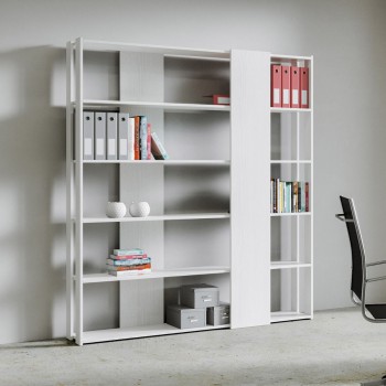 Libreria Kato - Composizione B Kato 6R 2 fianchi 4 fasce lunghe Bianco Frassino