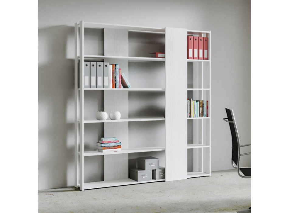 Libreria Kato - Composizione B Kato 6R 2 fianchi 4 fasce lunghe Bianco Frassino