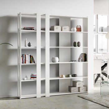 Libreria Kato - Composizione C Kato 6R 2 fianchi 4 fasce lunghe Bianco Frassino