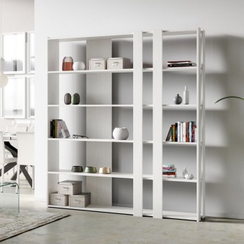 Libreria Kato - Composizione C Kato 6R 2 fianchi 4 fasce lunghe Bianco Frassino