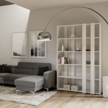 Libreria Kato Small - Composizione Small A Kato 6R 2 fianchi 4 fasce lunghe Bianco Frassino