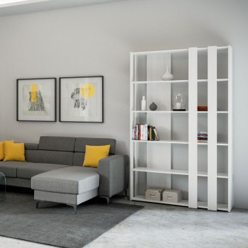 Libreria Kato Small - Composizione Small B Kato 6R 2 fianchi 4 fasce lunghe Bianco Frassino