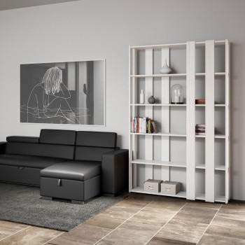 Libreria Kato Small - Composizione Small E Kato 6R 8 fasce lunghe Bianco Frassino