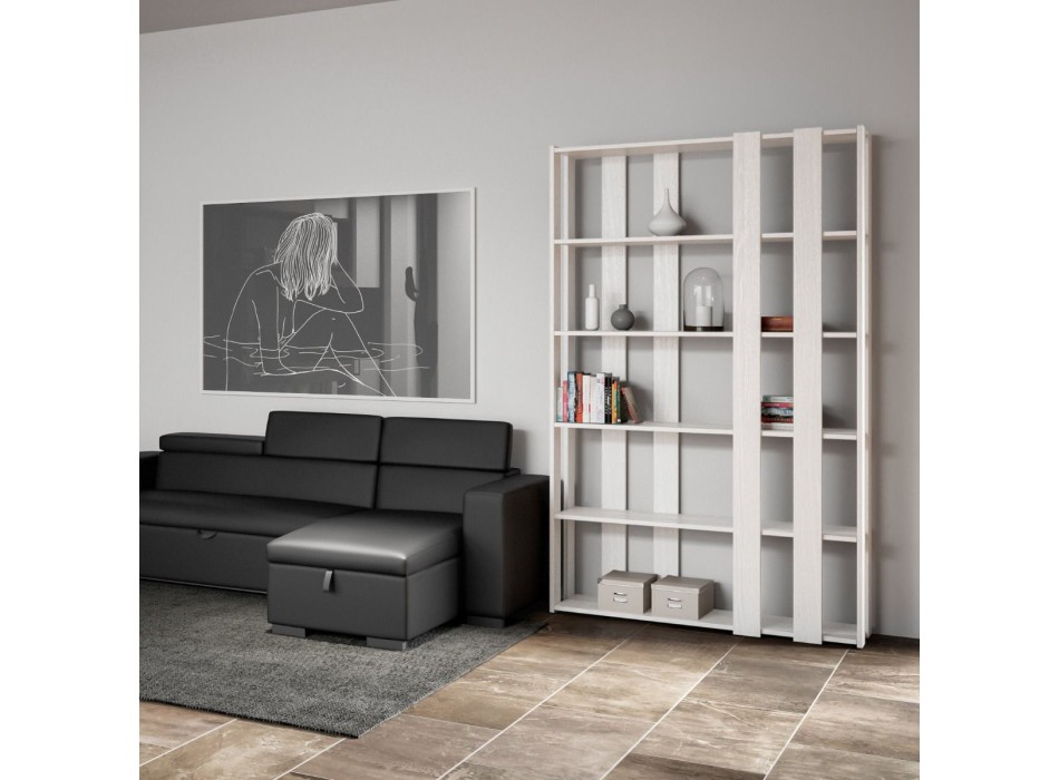 Libreria Kato Small - Composizione Small E Kato 6R 8 fasce lunghe Bianco Frassino