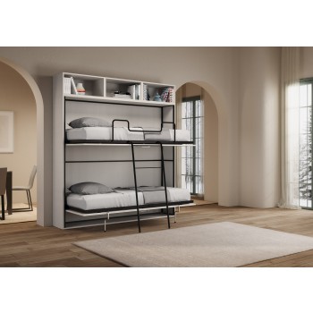 Mod.KANDO doppio bianco frassino con mobili - Letto Kando doppio Bianco Frassino composizione L