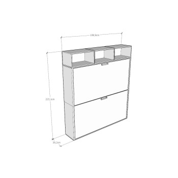 Mod.KANDO doppio bianco frassino con mobili - Letto Kando doppio Bianco Frassino composizione L