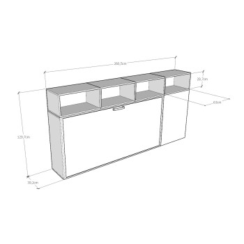 Mod.KANDO singolo bianco frassino con mobili - Letto Kando singolo Bianco Frassino composizione A