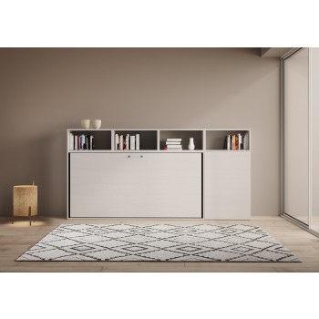 Mod.KANDO singolo bianco frassino con mobili - Letto Kando singolo Bianco Frassino composizione A con materasso