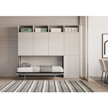 Mod.KANDO singolo bianco frassino con mobili - Letto Kando singolo Bianco Frassino composizione B