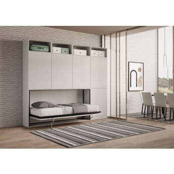 Mod.KANDO singolo bianco frassino con mobili - Letto Kando singolo Bianco Frassino composizione B con materasso