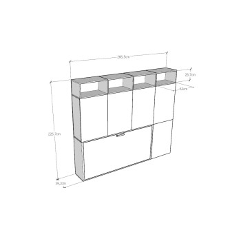 Mod.KANDO singolo bianco frassino con mobili - Letto Kando singolo Bianco Frassino composizione B con materasso