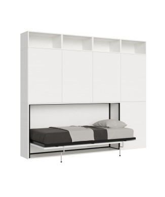 Mod.KANDO singolo bianco frassino con mobili - Letto Kando singolo Bianco Frassino composizione B con materasso