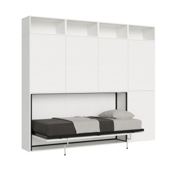 Mod.KANDO singolo bianco frassino con mobili - Letto Kando singolo Bianco Frassino composizione B con materasso