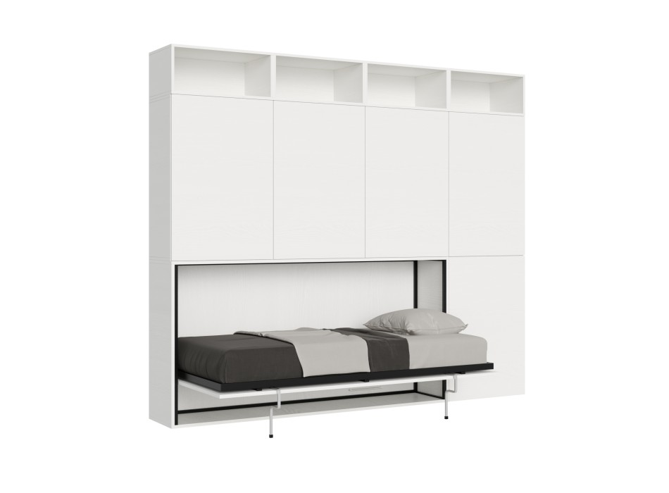 Mod.KANDO singolo bianco frassino con mobili - Letto Kando singolo Bianco Frassino composizione B con materasso