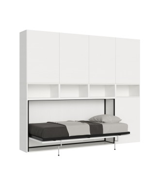 Mod.KANDO singolo bianco frassino con mobili - Letto Kando singolo Bianco Frassino composizione C con materasso