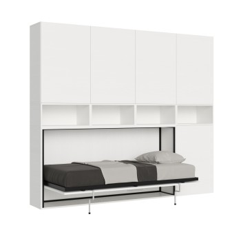 Mod.KANDO singolo bianco frassino con mobili - Letto Kando singolo Bianco Frassino composizione C con materasso