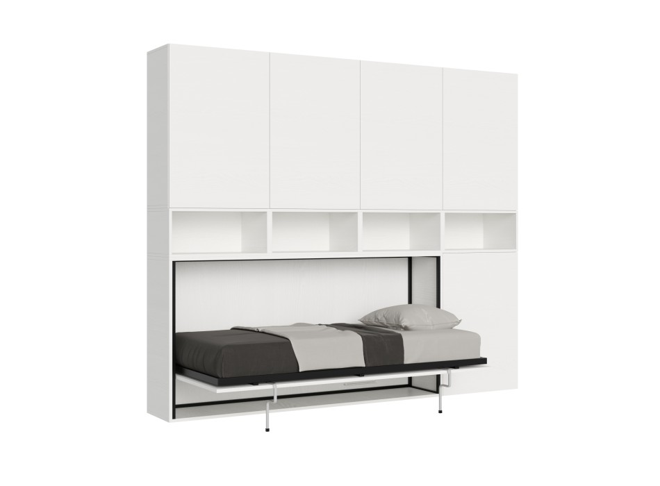 Mod.KANDO singolo bianco frassino con mobili - Letto Kando singolo Bianco Frassino composizione C con materasso