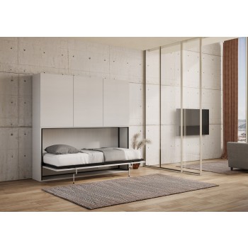 Mod.KANDO singolo bianco frassino con mobili - Letto Kando singolo Bianco Frassino composizione D con materasso