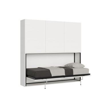 Mod.KANDO singolo bianco frassino con mobili - Letto Kando singolo Bianco Frassino composizione D con materasso