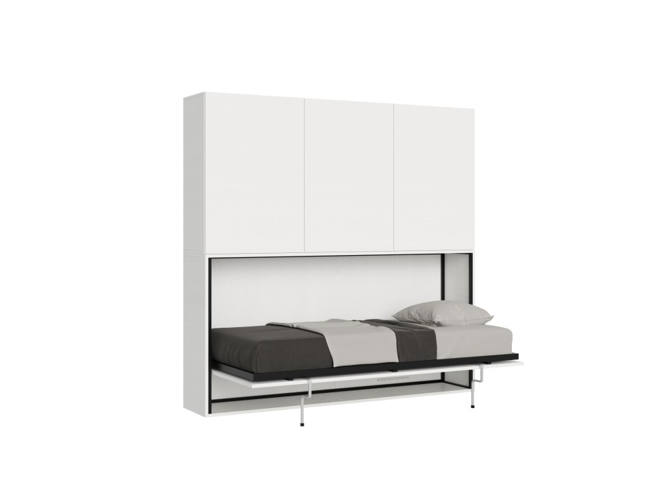 Mod.KANDO singolo bianco frassino con mobili - Letto Kando singolo Bianco Frassino composizione D con materasso