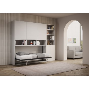 Mod.KANDO singolo bianco frassino con mobili - Letto Kando singolo Bianco Frassino composizione E