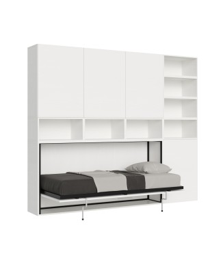 Mod.KANDO singolo bianco frassino con mobili - Letto Kando singolo Bianco Frassino composizione E con materasso