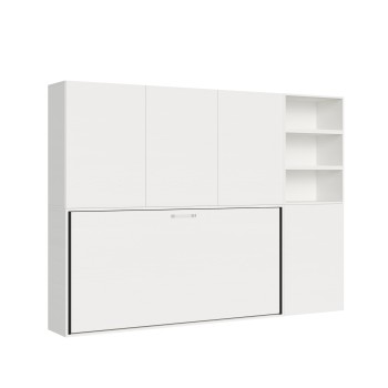 Mod.KANDO singolo bianco frassino con mobili - Letto Kando singolo Bianco Frassino composizione F