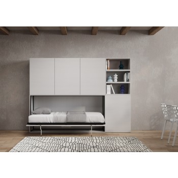 Mod.KANDO singolo bianco frassino con mobili - Letto Kando singolo Bianco Frassino composizione F