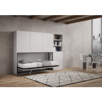 Mod.KANDO singolo bianco frassino con mobili - Letto Kando singolo Bianco Frassino composizione F