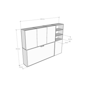 Mod.KANDO singolo bianco frassino con mobili - Letto Kando singolo Bianco Frassino composizione F