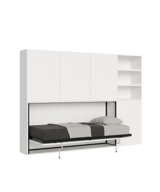 Mod.KANDO singolo bianco frassino con mobili - Letto Kando singolo Bianco Frassino composizione F con materasso