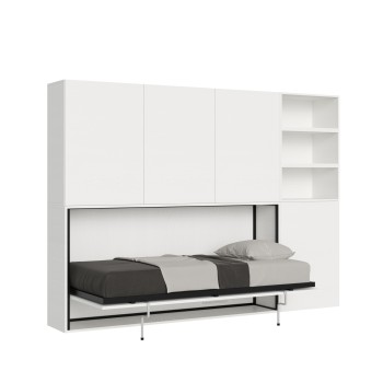 Mod.KANDO singolo bianco frassino con mobili - Letto Kando singolo Bianco Frassino composizione F con materasso