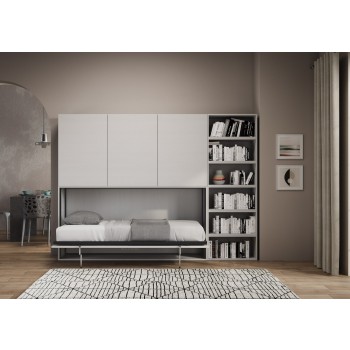 Mod.KANDO singolo bianco frassino con mobili - Letto Kando singolo Bianco Frassino composizione G