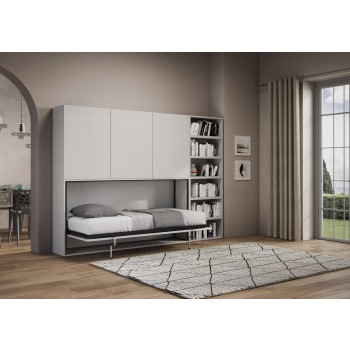 Mod.KANDO singolo bianco frassino con mobili - Letto Kando singolo Bianco Frassino composizione G