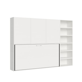 Mod.KANDO singolo bianco frassino con mobili - Letto Kando singolo Bianco Frassino composizione G con materasso