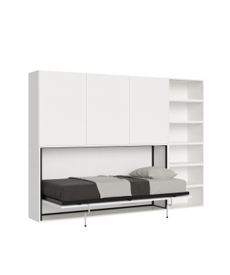 Mod.KANDO singolo bianco frassino con mobili - Letto Kando singolo Bianco Frassino composizione G con materasso