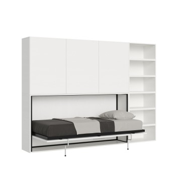 Mod.KANDO singolo bianco frassino con mobili - Letto Kando singolo Bianco Frassino composizione G con materasso