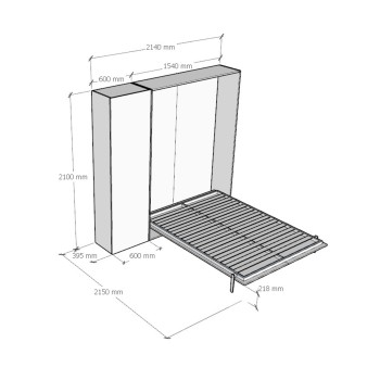 Mod.Kentaro Francese - Letto 140 Kentaro Bianco Frassino con colonna sx-dx