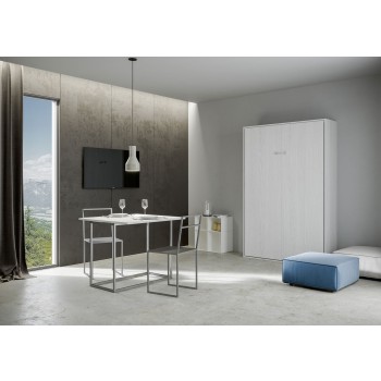 Mod.Kentaro Francese - Letto 140 Kentaro verticale a scomparsa Bianco Frassino