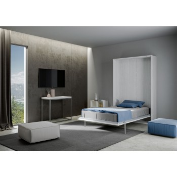 Mod.Kentaro Francese - Letto 140 Kentaro verticale a scomparsa Bianco Frassino